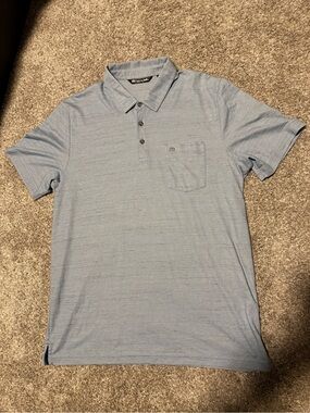 Travis Mathew Men's Light Blue Polo Shirt with Pocket XL